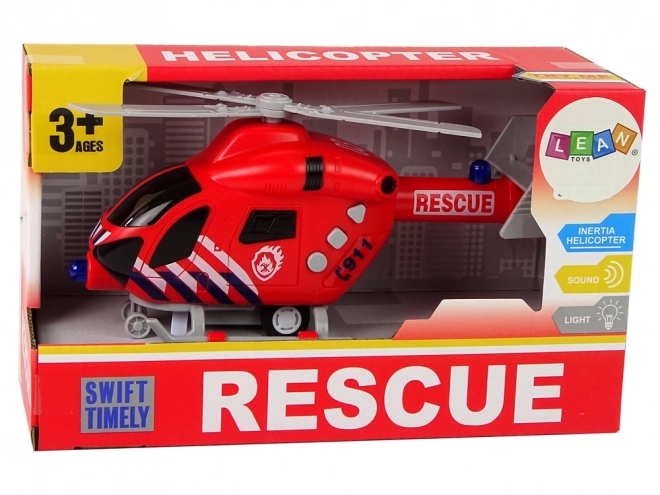 Rescue Helicopter Fire Department Red with Sound and Lights