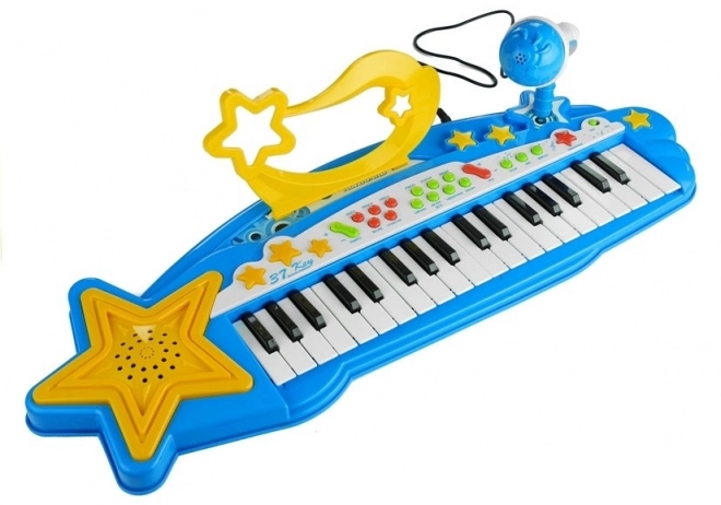 Large Keyboard with 37 Keys and Microphone Blue