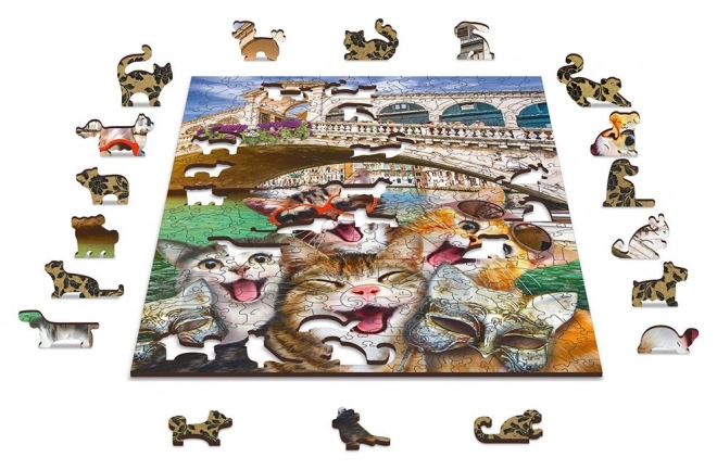 Wooden Puzzle Kittens in Venice 2-in-1