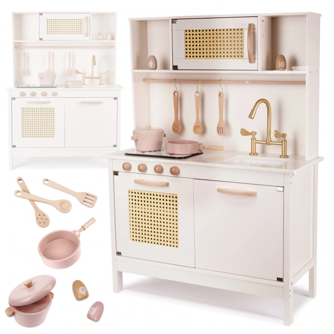 Wooden Retro Play Kitchen Set with Accessories