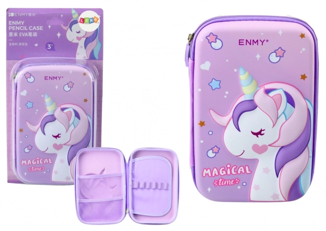 Large Unicorn Pencil Case Expandable 3D Violet