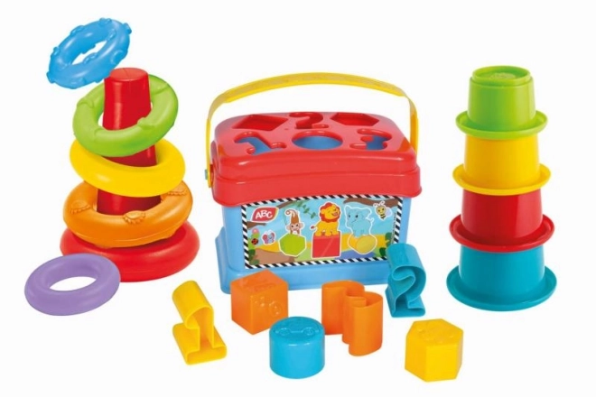 3 in 1 Play Set - Shape Sorter, Ring Stacker, Cup Pyramid