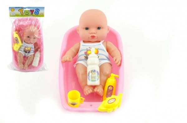 Plastic Baby Doll with Accessories in Bath