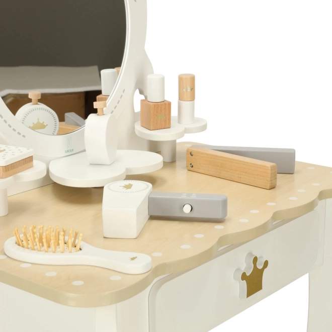 Wooden Vanity Set for Girls with Mirror and Accessories