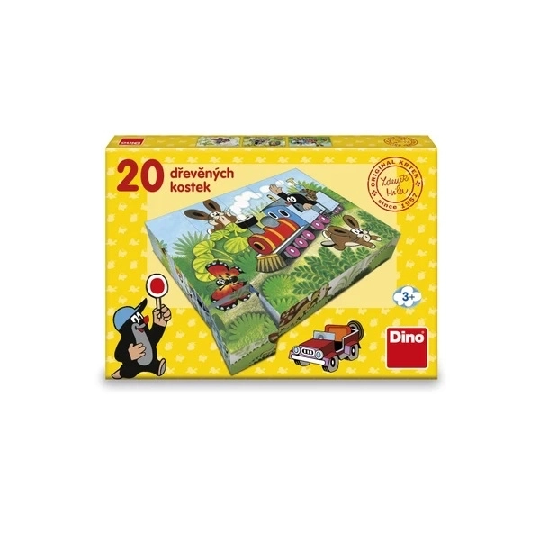 Dino Wooden Picture Cubes with Little Mole and Transport