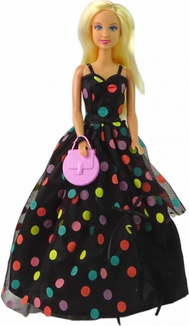 Elegant polka-dot dress and fashion accessories