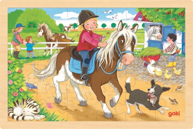 Goki Wooden Farm Puzzle with Ponies