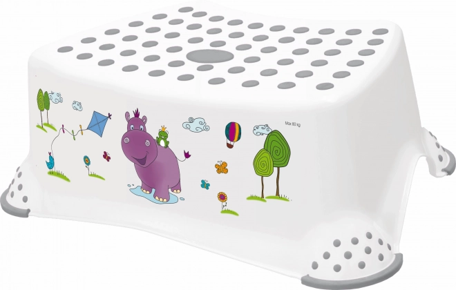 Children's Step Stool Hippo White