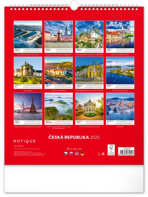 Wall Calendar Czech Republic 2025