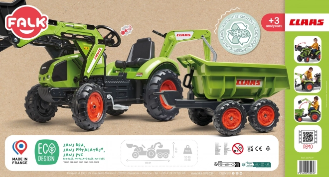 Pedal Tractor Claas Arion 430 green with front and rear scoop