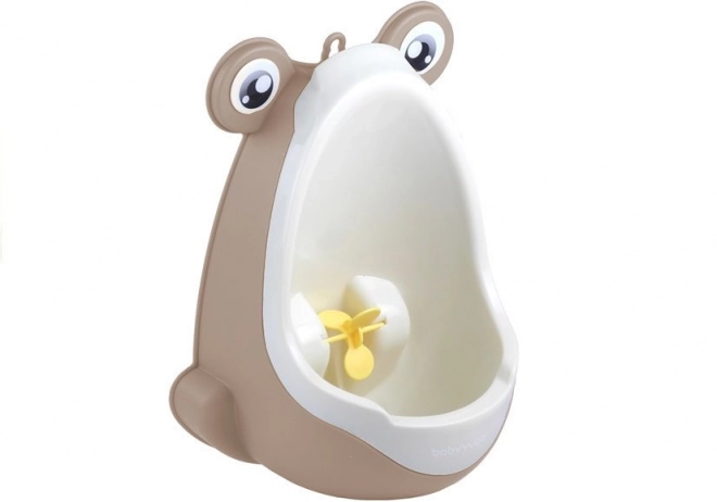 Mini Frog Urinal with Suction Cups for Boys Light Brown