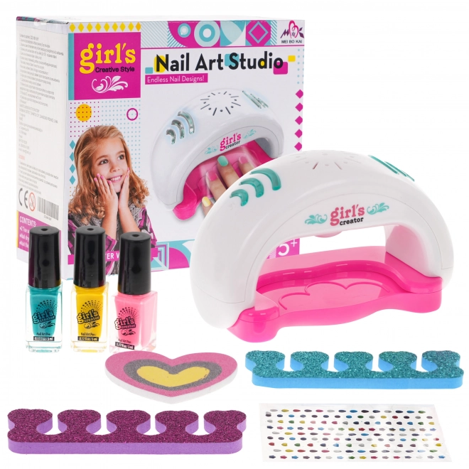 Children's Nail Painting Kit with Accessories and Interactive Dryer