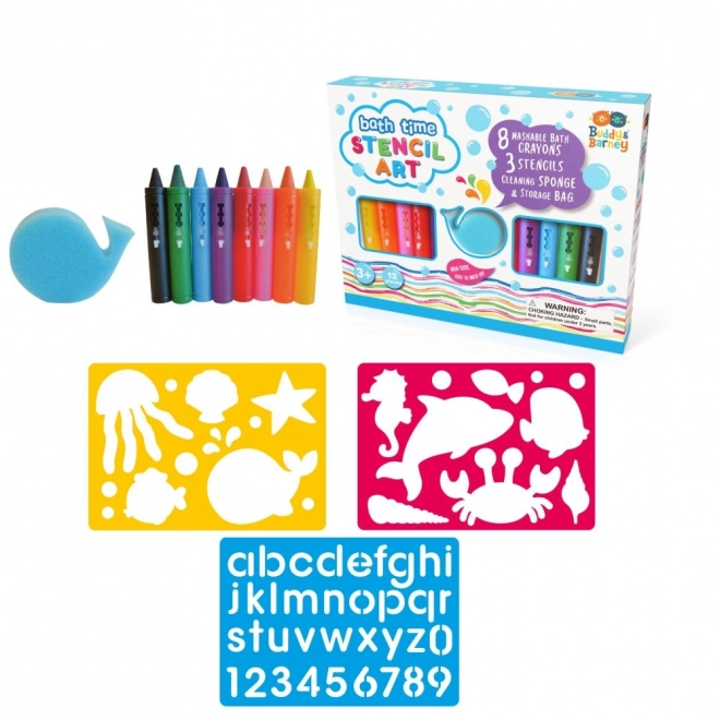 Bath Crayons Set with Stencils