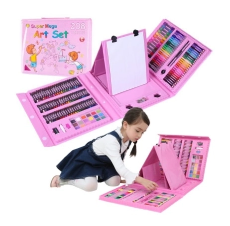 Art Set in Pink Carry Case with 208 Pieces