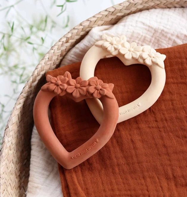 natural rubber teether - terracotta heart