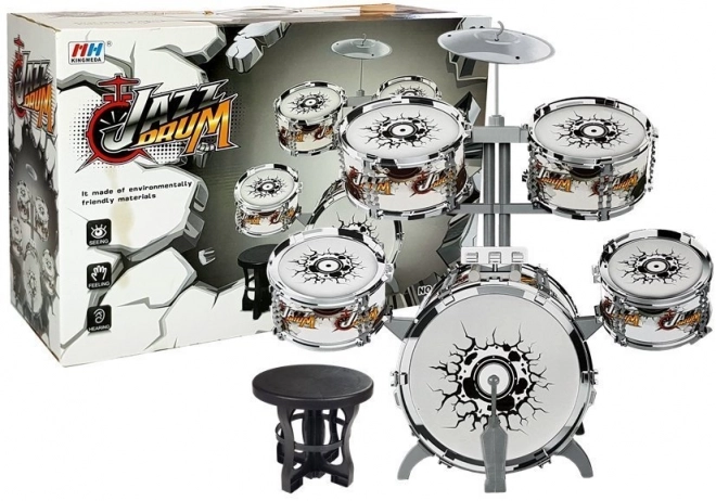 Large Children's Silver Drum Set