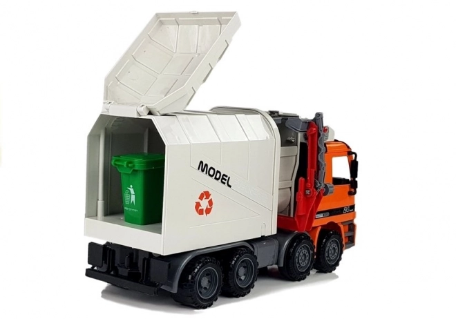 Orange and Grey Push-Powered Garbage Truck Toy