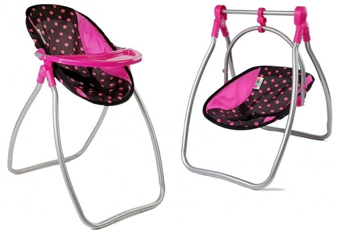 Doll Feeding Chair And Swing Alice Black-Pink