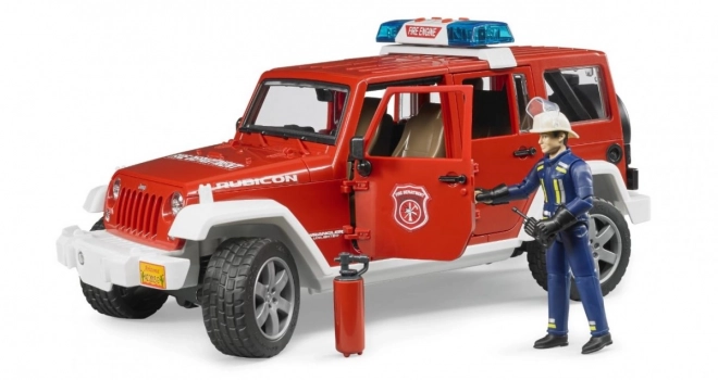 Bruder Red Fire Jeep Wrangler with Firefighter Figure and Accessories