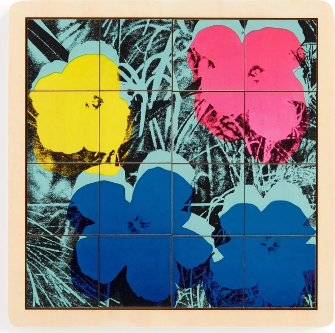 Galison Wooden Sliding Puzzle Andy Warhol Flowers