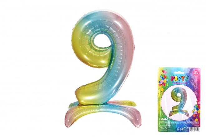 Inflatable Balloon Number 9 Rainbow