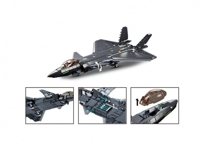 sluban invisible fighter jet j-20 with metallic finish