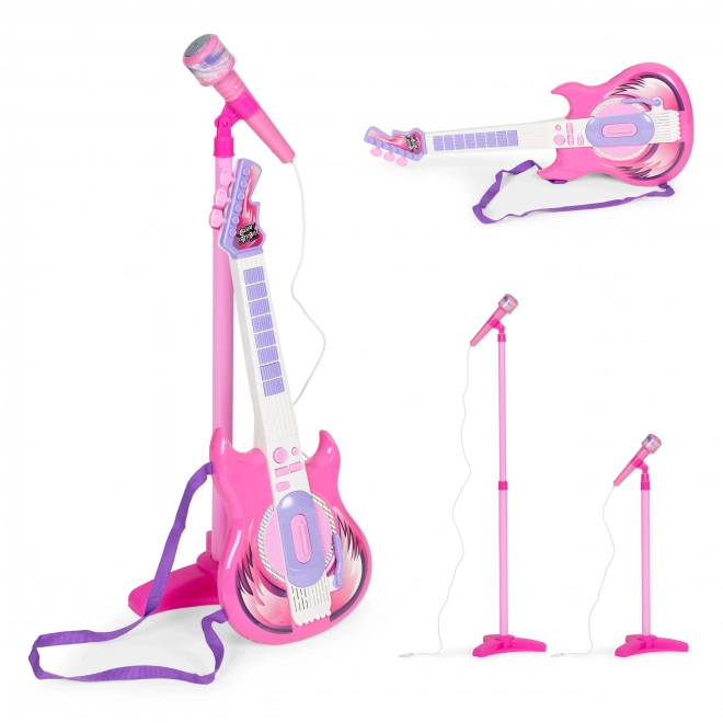 Electric Guitar and Microphone Stand Set for Kids