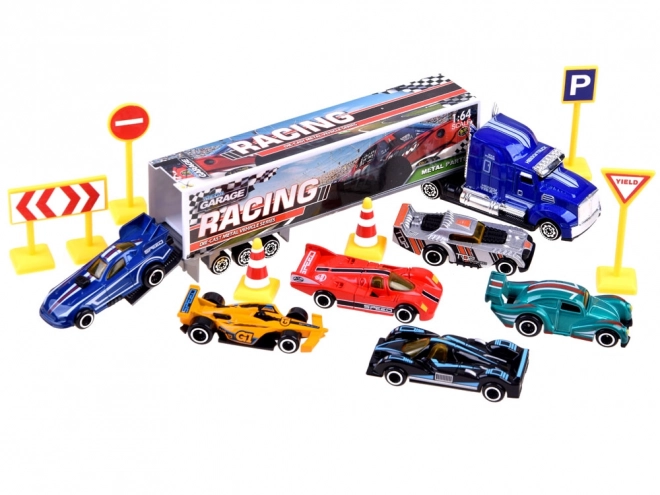 Metal Toy Cars Set with Road Signs