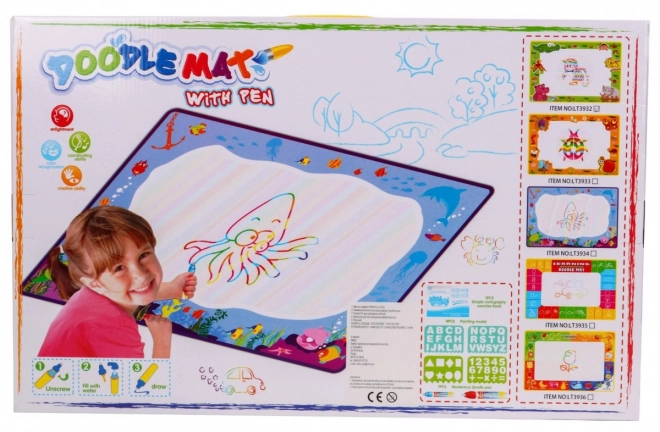 Magic Water Drawing Mat for Kids with Pens and Stencils