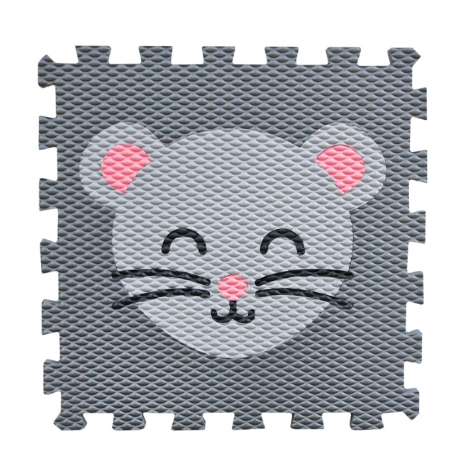 Minideckfloor Mouse Puzzle Mat - Grey with Light Grey Mouse