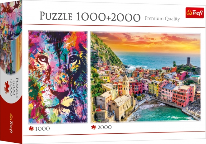 Trefl Puzzle Set: Leopard and Italy Scenes