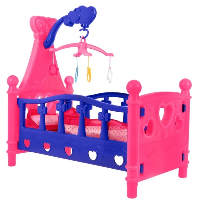 Colorful Baby Doll Cradle with Mobile and Bedding