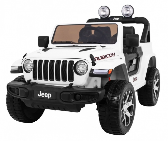 Jeep Wrangler Rubicon battery for children White + remote control + MP3 LED radio + EVA wheels
