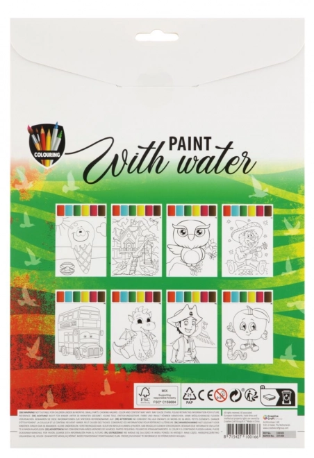 Water Painting Coloring Book Set with Brush