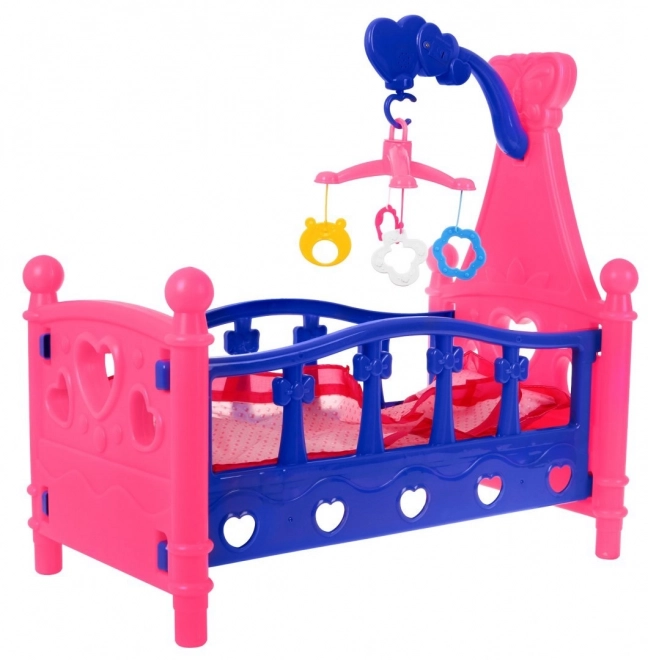 Colorful Baby Doll Cradle with Mobile and Bedding