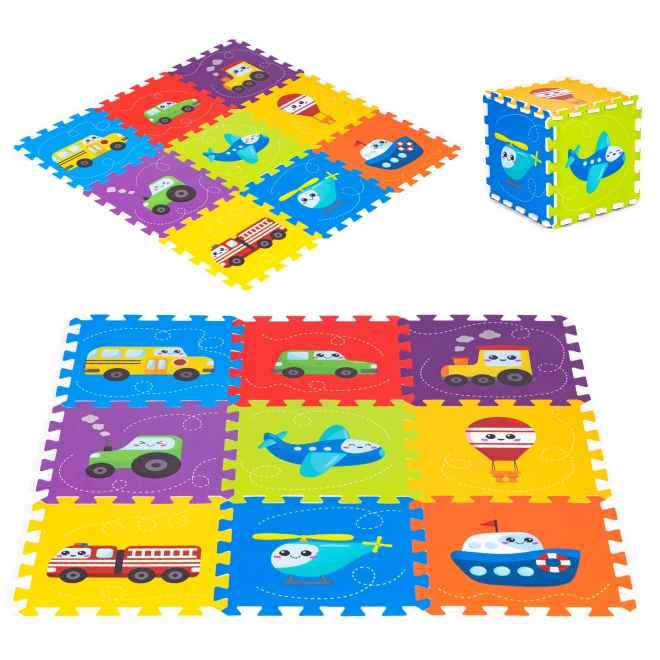 Foam Play Mat for Children with Vehicle Puzzle Design