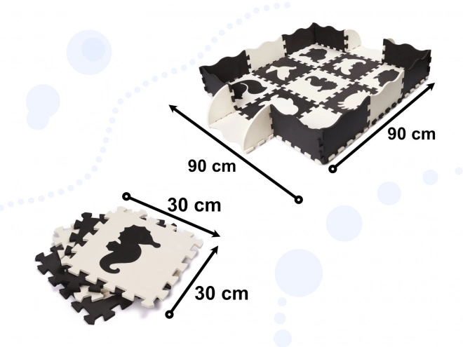 Mata educativa puzzle in schiuma nera 25 pezzi