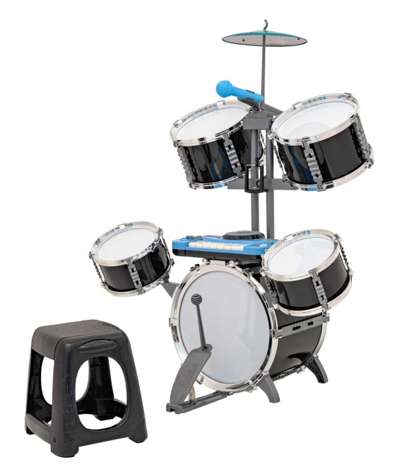 Large Black Drum Kit with Keyboard for Kids