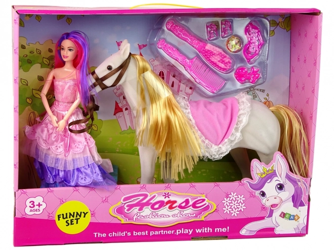 Princess Doll with White Pony and Accessories