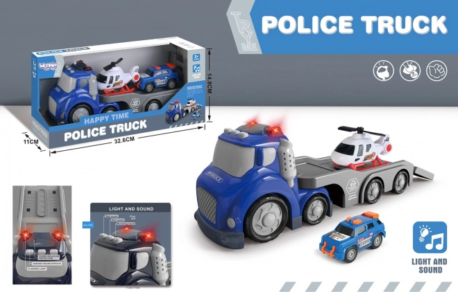 Woopie Modrý Policejní Vlek City Truck se Světelnými a Zvukovými Efekty