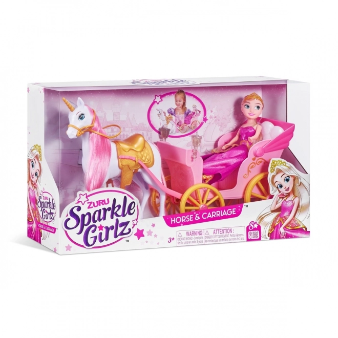 Sparkle Girlz Princess Doll with Unicorn Carriage