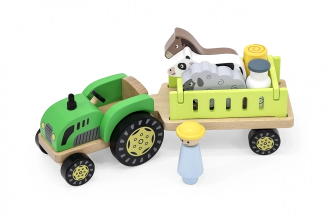 Wooden Tractor with Animals