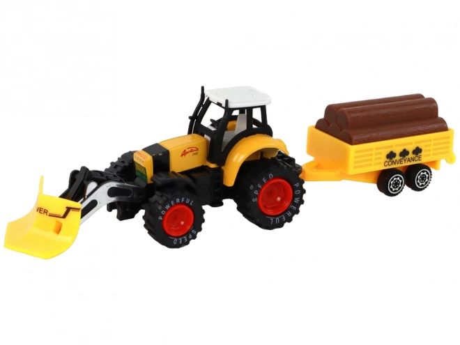 Tractor with Trailer Excavator Bulldozer Yellow