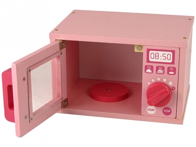 Wooden Pink Play Microwave Oven for Kids