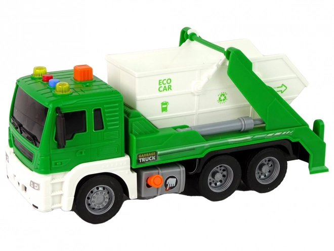 Green Sorting Garbage Truck with Friction Drive