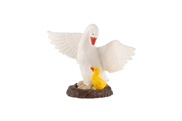 Plastic Goose with Gosling 12cm