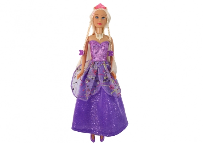 Princess Doll with Purple Dress and Braiding Accessories