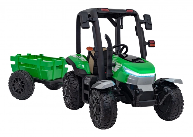 Dětský traktor s přívěsem zelený