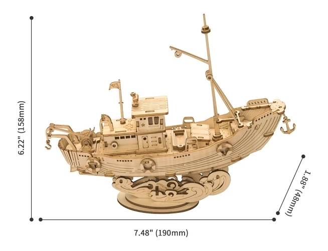 Robotic Wooden 3D Puzzle Fishing Boat