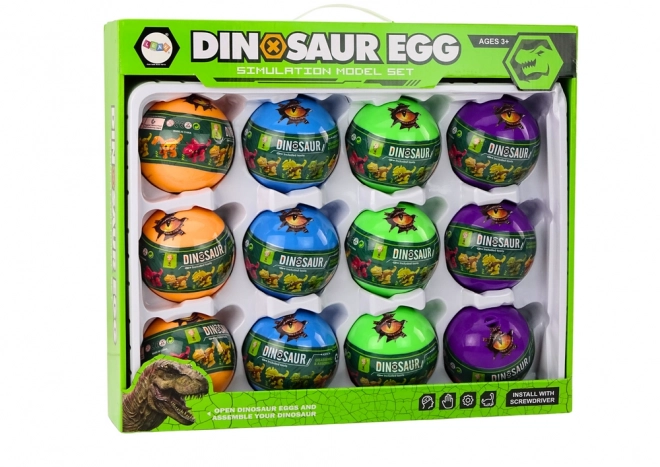 Colorful Dinosaur Eggs Assembly Set 12 Pieces